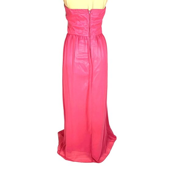 Strapless Pink Gown 8 Crystal Beaded Flowing Chiffon Prom Pageant Formal Dress - Picture 6 of 10